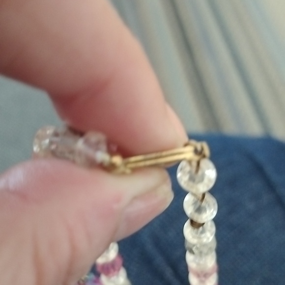 Vtg. Pink and White AB Crystal Choker necklace Hand Crafted - Picture 2 of 5